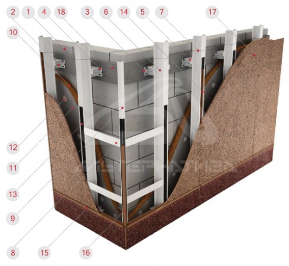 Оцинкованная стальная навесная фасадная система крепления фиброцементных плит в межэтажные панели перекрытия