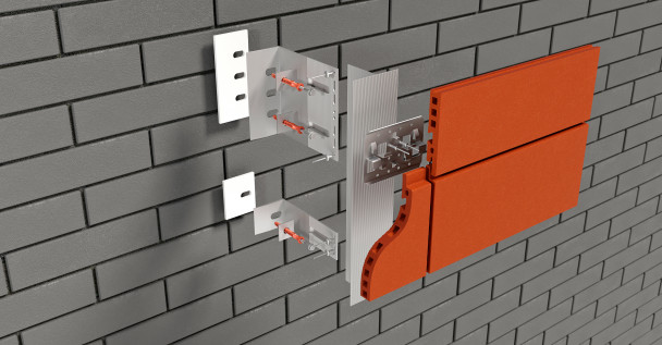 Вентилируемый алюминиевый фасад с рядовым креплением, под плиты из терракотовой керамики